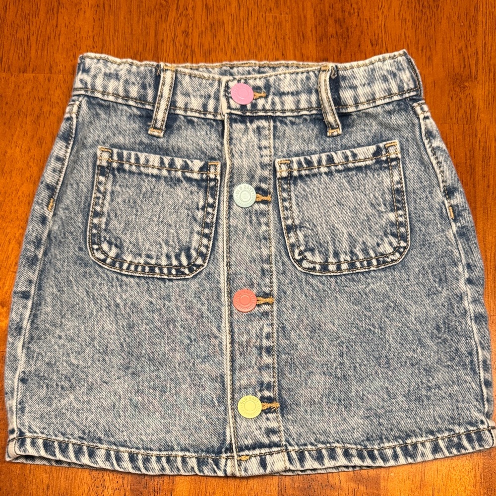 Old Navy Kids Denim Skirt with Multicolor Buttons